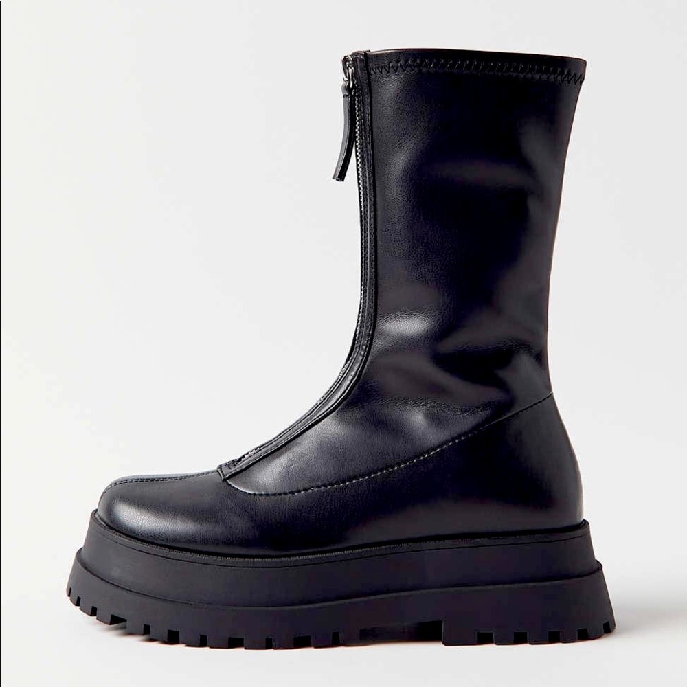 Urban Outfitters black zola zip up platform boots
